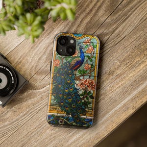 Stained Glass Peacock Phone Case: Artistic, Durable Protection