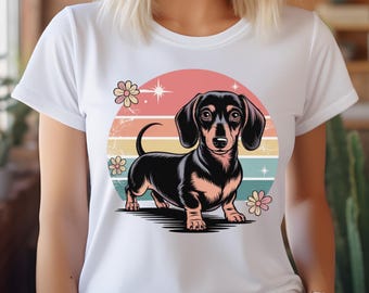 Retro Sunset Dachshund Shirt, Dachshund Mom Shirt, Dachshund Lover Shirt, Dachshund Gift Shirt, Dachshund Mama Shirt