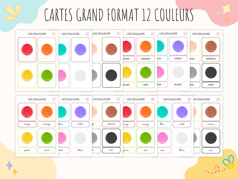 Cartes pour apprendre les couleurs, jeu carte Montessori initiation aux couleurs, activité enfants maternelle, IEF, téléchargement numérique image 8
