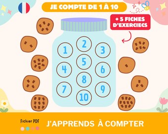 Aprenda a contar de 1 a 10, atividade de berçário contando e associando números e quantidades, jogo educativo montessori para imprimir, PDF, IEF