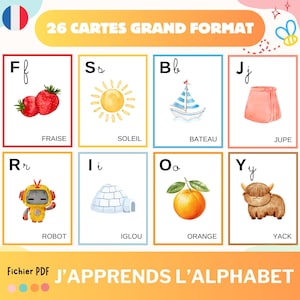Flashcard alphabet aquarelle imprimable, Montessori carte alphabet, apprendre l’alphabet activité fiche maternelle, téléchargement numérique