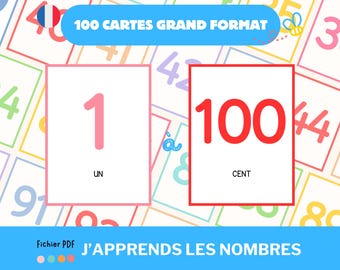 Cartões para aprender números e números de 1 a 100, atividade de aprendizagem de contagem para crianças do jardim de infância, folhas em PDF para impressão Montessori