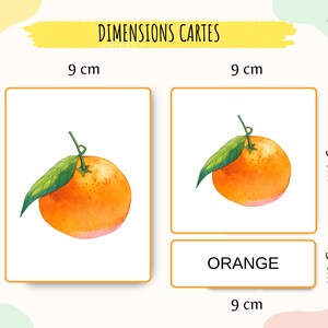 Cartes nomenclature sur les fruits, imagier enfant fruits en aquarelle, Jeu Montessori, activité école à la maison, cartes école maternelle image 5