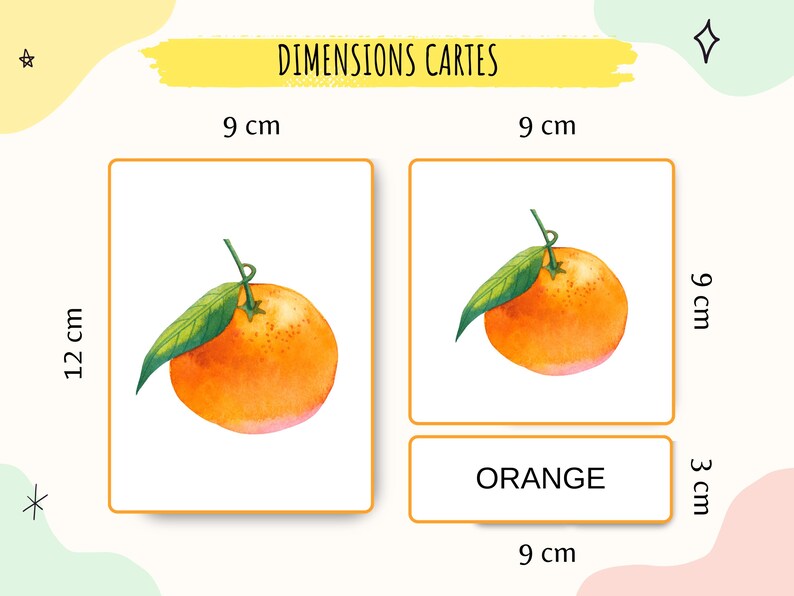 Cartes nomenclature sur les fruits, imagier enfant fruits en aquarelle, Jeu Montessori, activité école à la maison, cartes école maternelle image 5