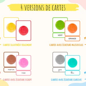 Cartes pour apprendre les couleurs, jeu carte Montessori initiation aux couleurs, activité enfants maternelle, IEF, téléchargement numérique image 2
