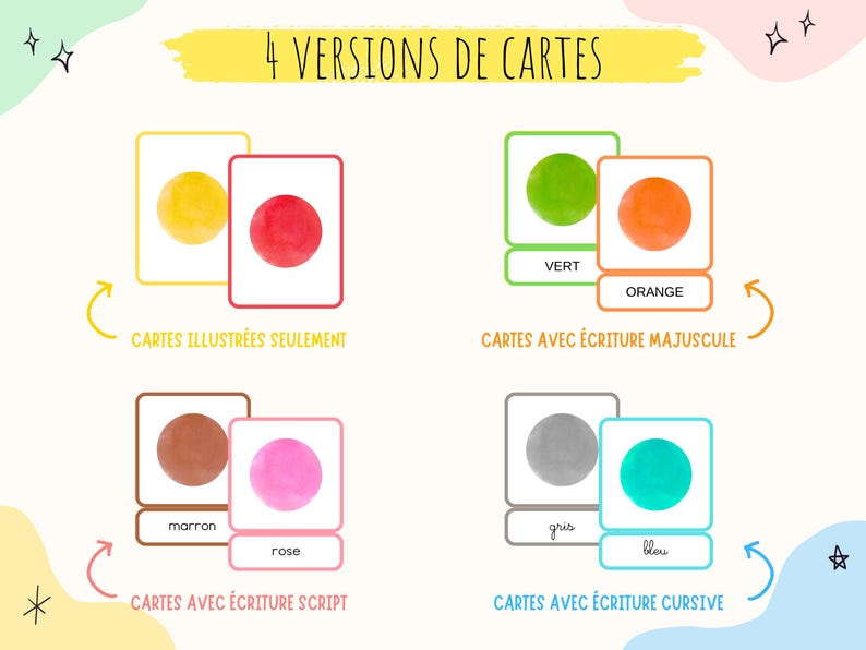 Cartes pour apprendre les couleurs, jeu carte Montessori initiation aux couleurs, activité enfants maternelle, IEF, téléchargement numérique image 2