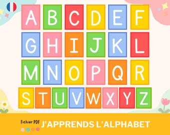 Montessori flashcards for learning the alphabet, printable uppercase alphabet for children, reading and writing activity for preschool at home, PDF