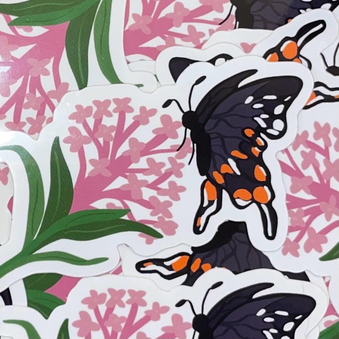 Butterfly Sticker, Vinyl Floral Sticker, Butterfly Decal, Butterfly ...