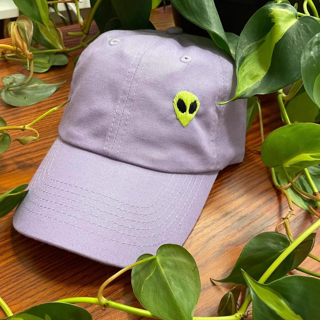 Alien Head Embroidered Hat, Space Themed Baseball Cap, Unique Headwear ...