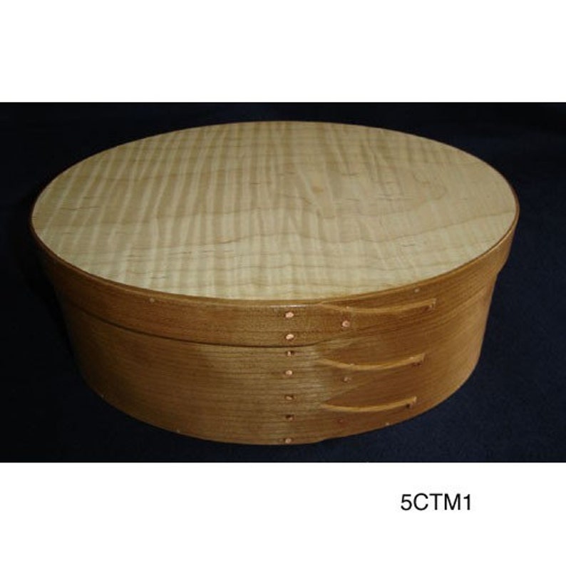 No. 5 Cherry Shaker Box with Tiger Maple Lid image 1