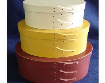 No. 2, 3 and 4 Cherry Painted Shaker Box Set of 3 - Cream, Yellow and Red