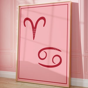 Benutzerdefinierte Sternzeichen Paare Digitaldruck, personalisierte Astrologie, Valentinstag Geschenk, Typografie Poster, personalisierte Geschenke