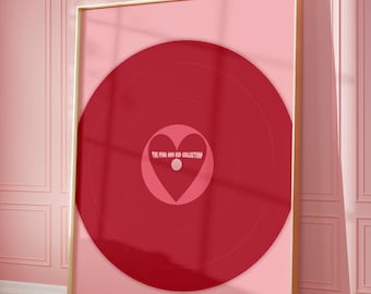 Pink and Red Vinyl Record Print, Minimalist Music Poster (Digital Download)