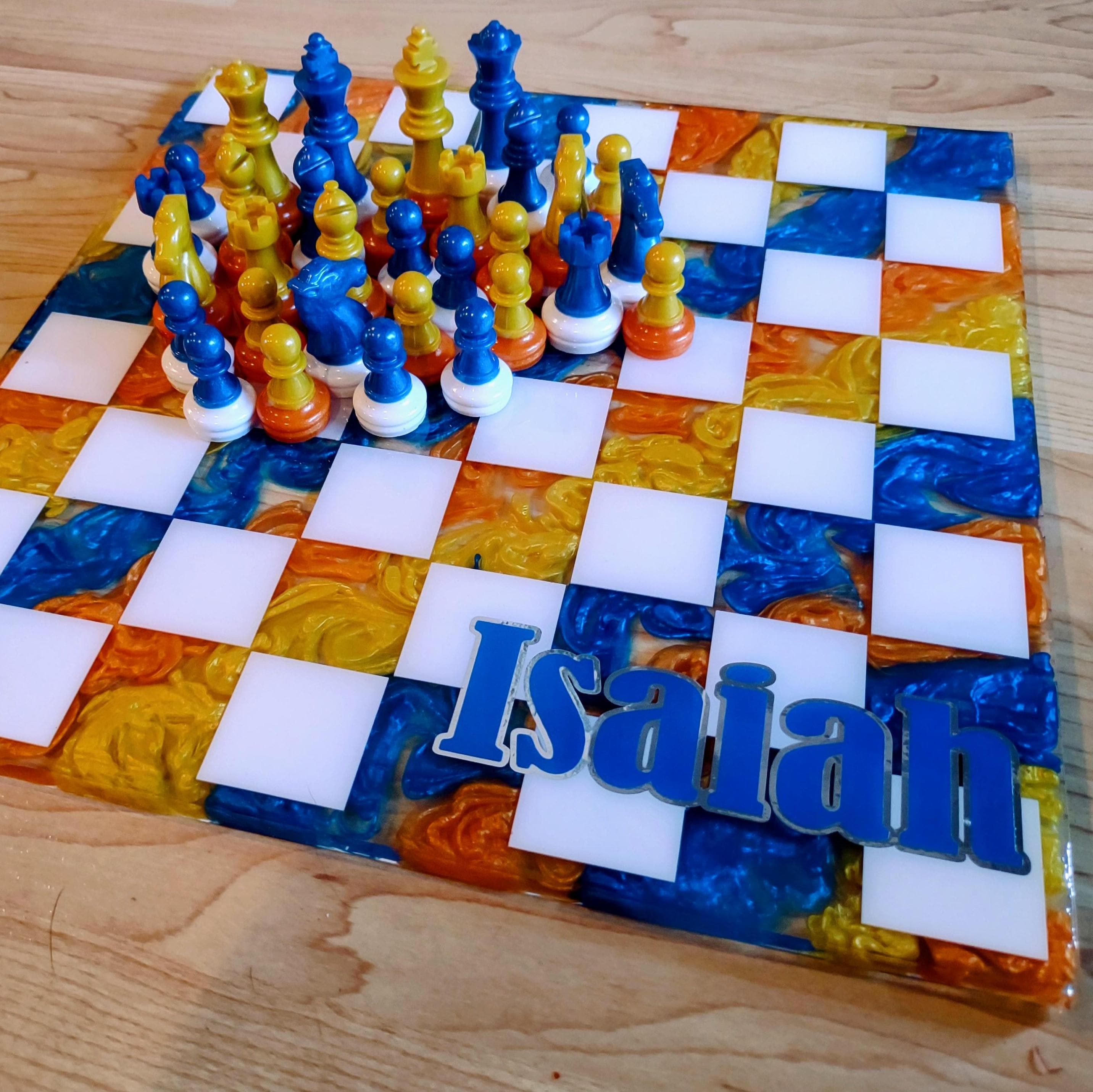 Personalized Resin Chess Set – Handmade with Custom Names or Logos - Thumbnail 4