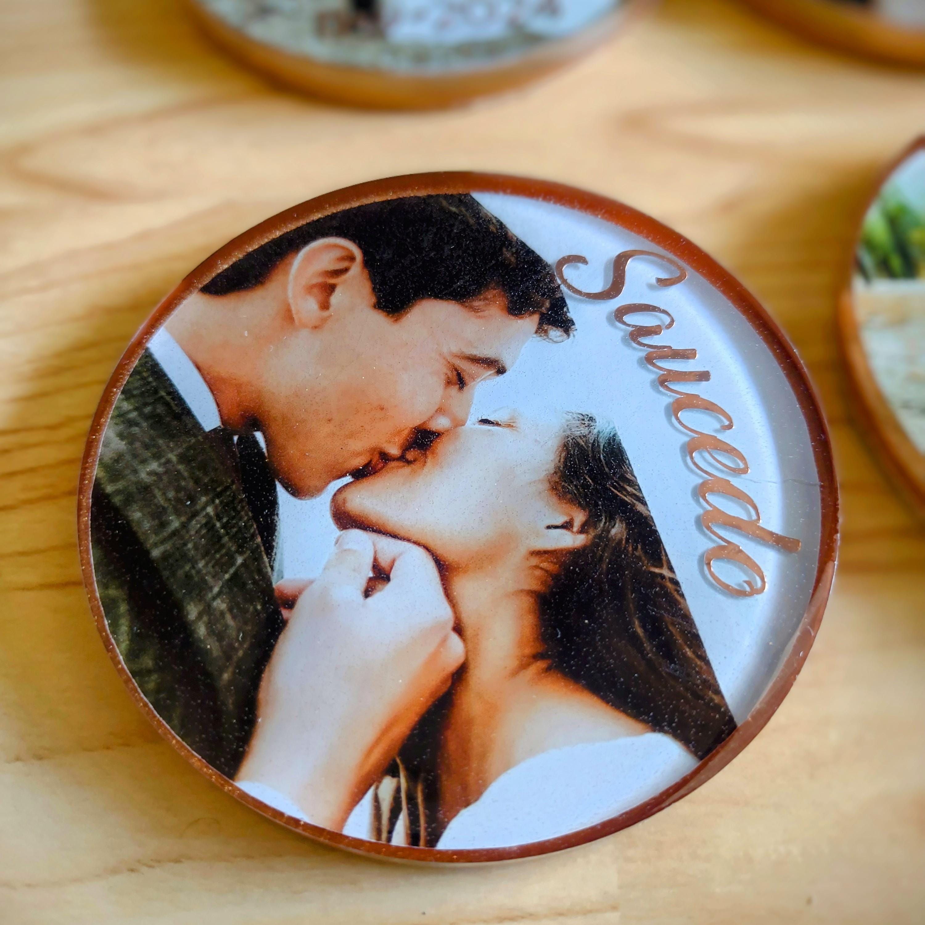Custom Resin Wedding Photo Coasters – Personalized Set - Thumbnail 2