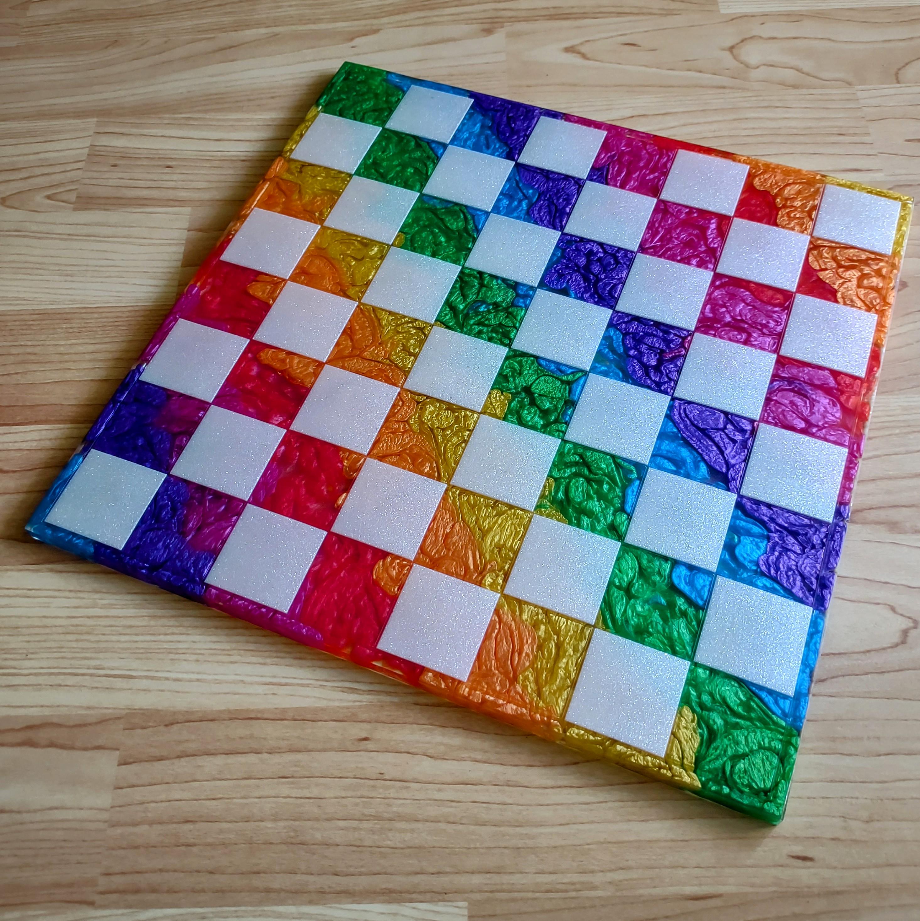 15-Inch Rainbow Resin Chess Set – Handmade Family Board Game - Thumbnail 7