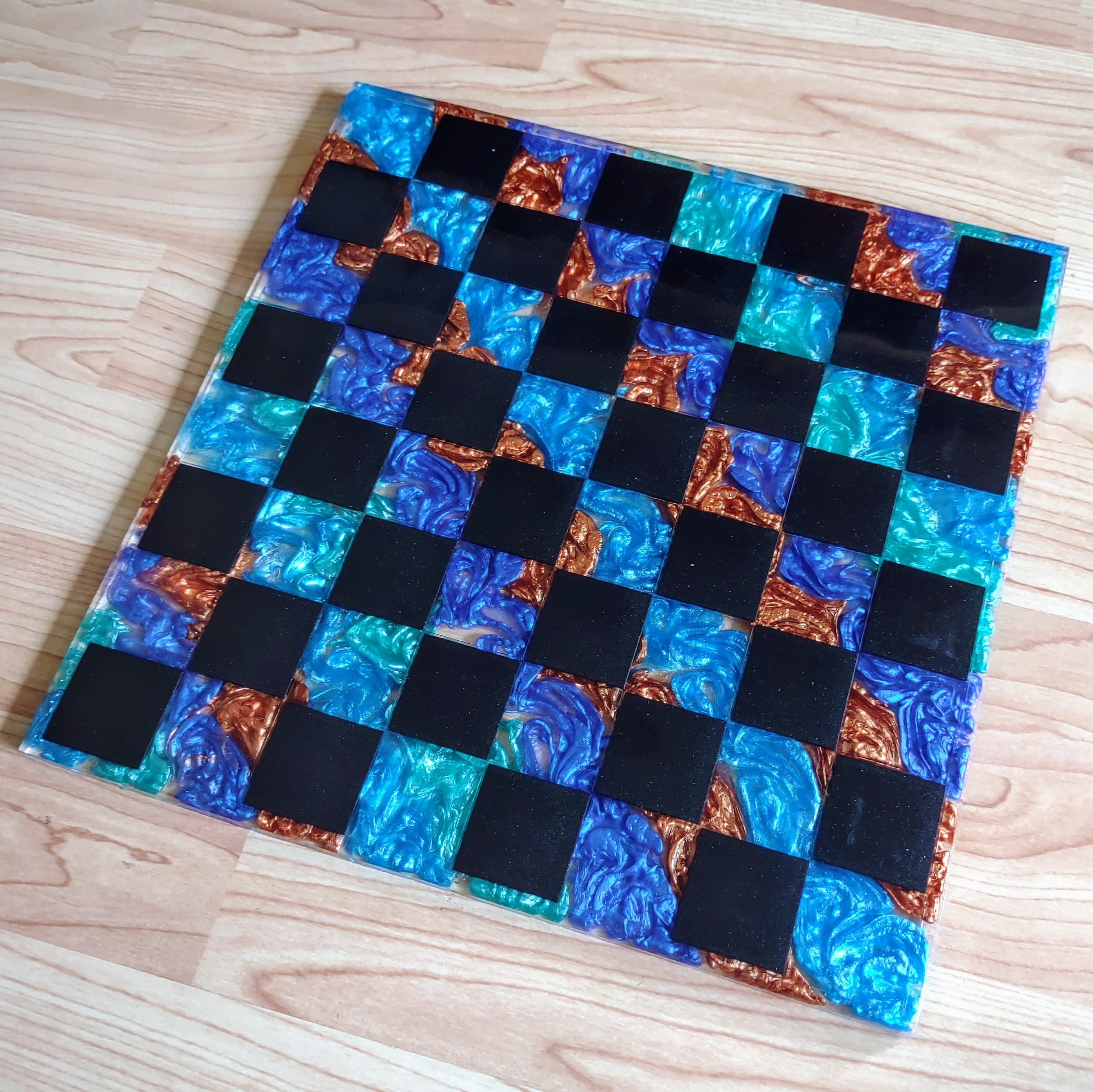 Resin Chess & Checkers Board – Handmade Game Board - Thumbnail 6