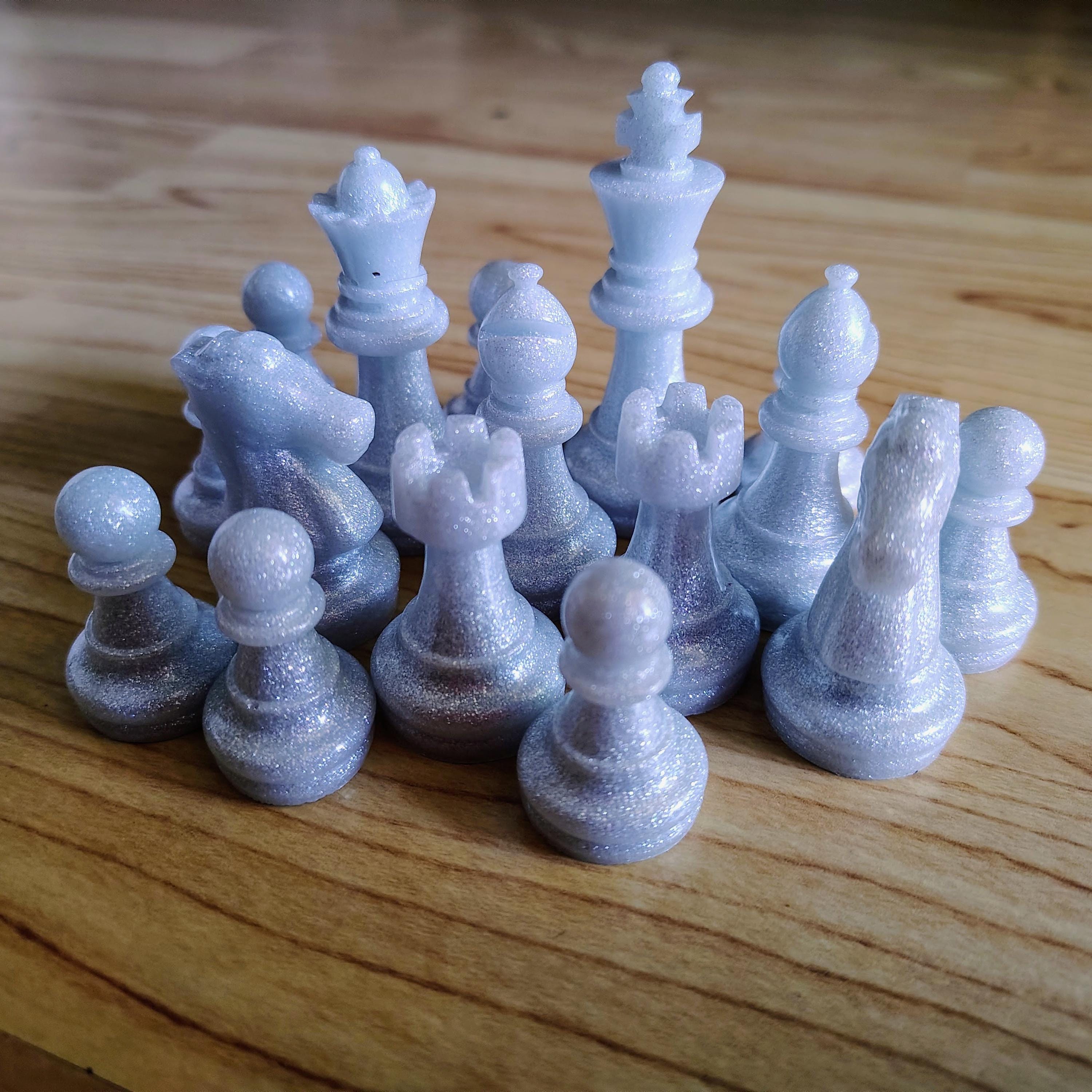 Rainbow Resin Chess Pieces – Handmade Regular or Jumbo Size (No Board) - Thumbnail 5