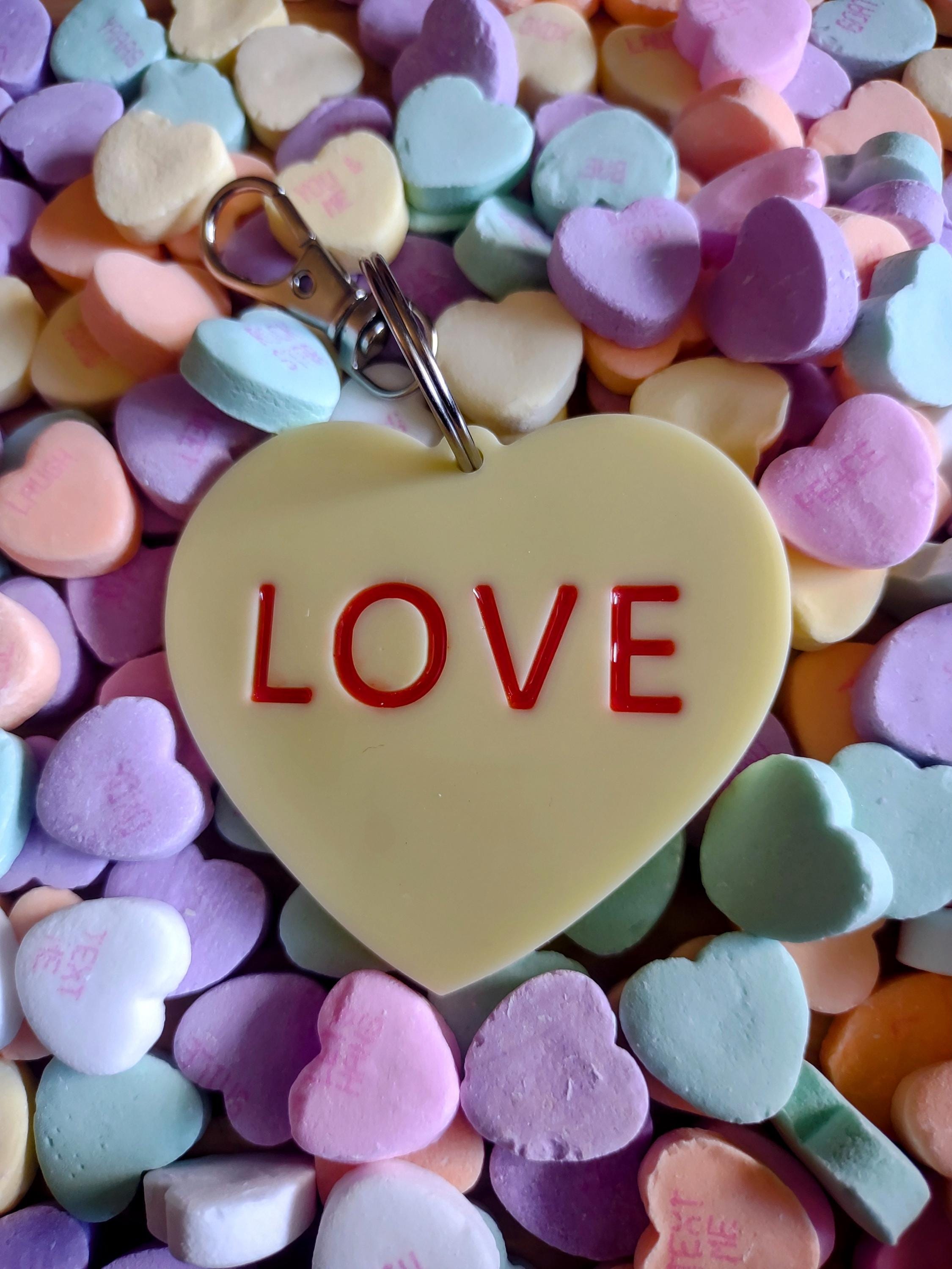 Handmade Resin Conversation Heart Keychains – Personalized Candy-Inspired Charms - Thumbnail 4