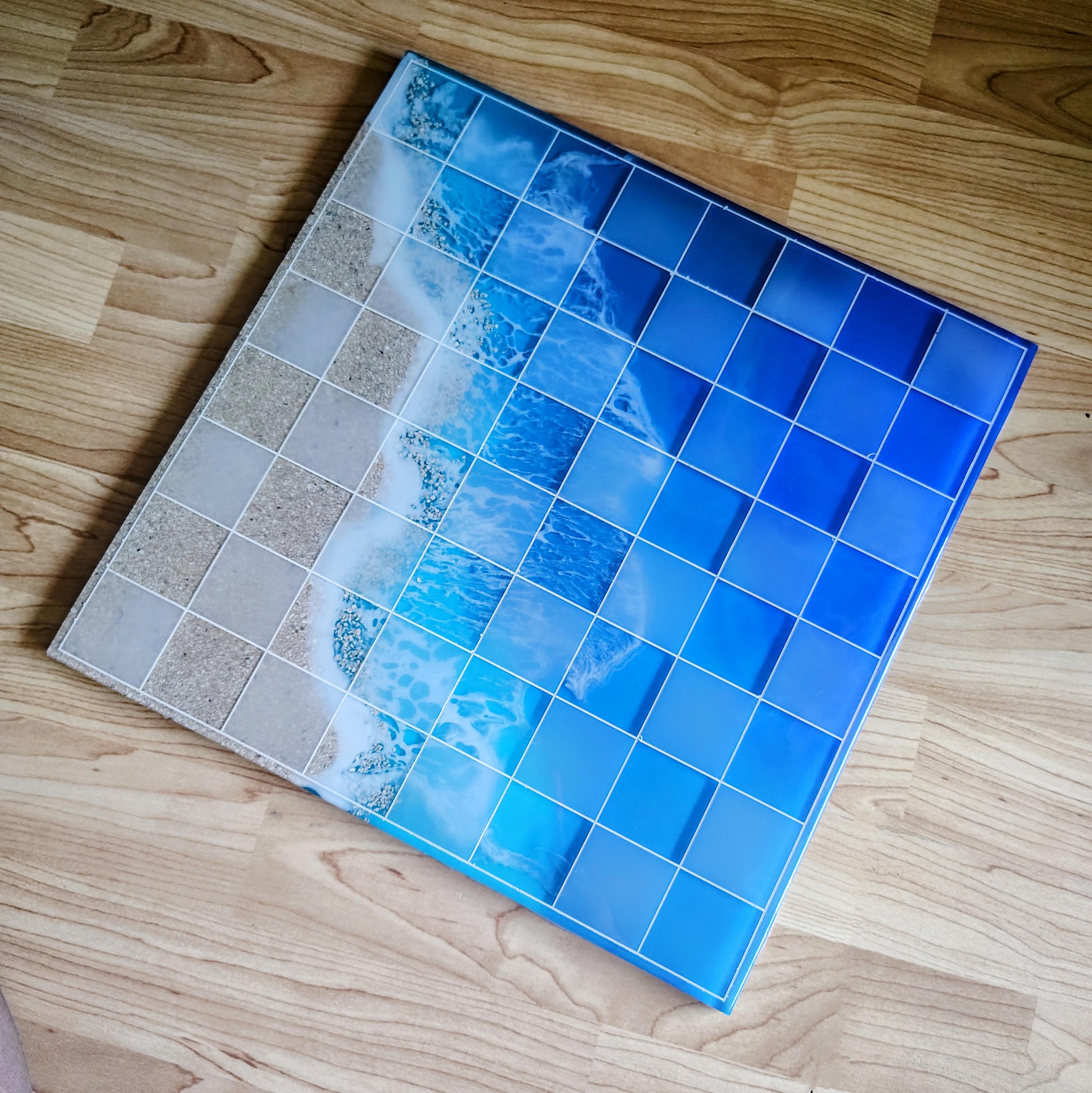 15-Inch Beach Resin Chess & Checkers Set – Handmade Ocean Board - Thumbnail 7