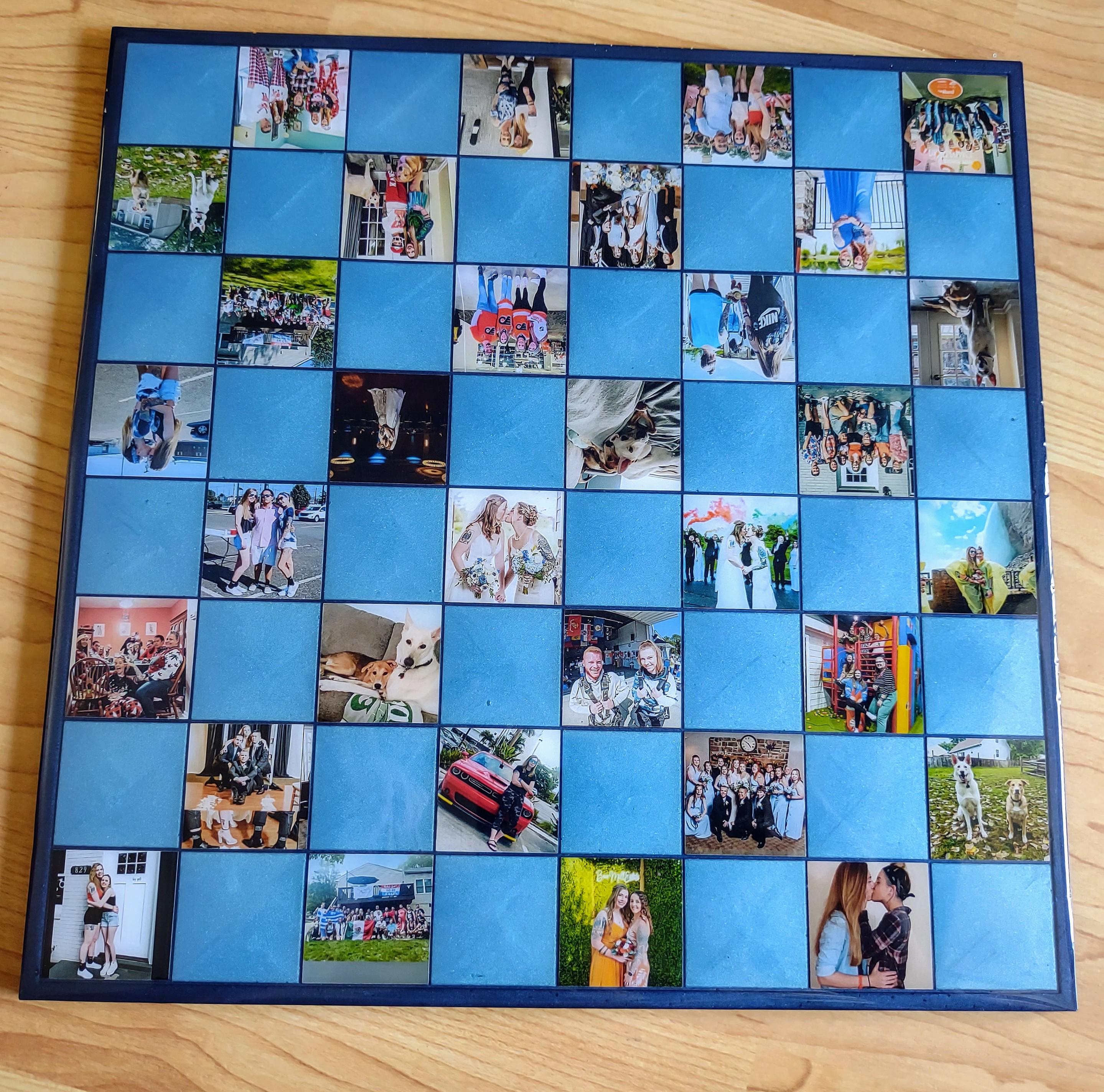 15-Inch Custom Resin Chess & Checkers Set – Personalized with Photos - Thumbnail 7
