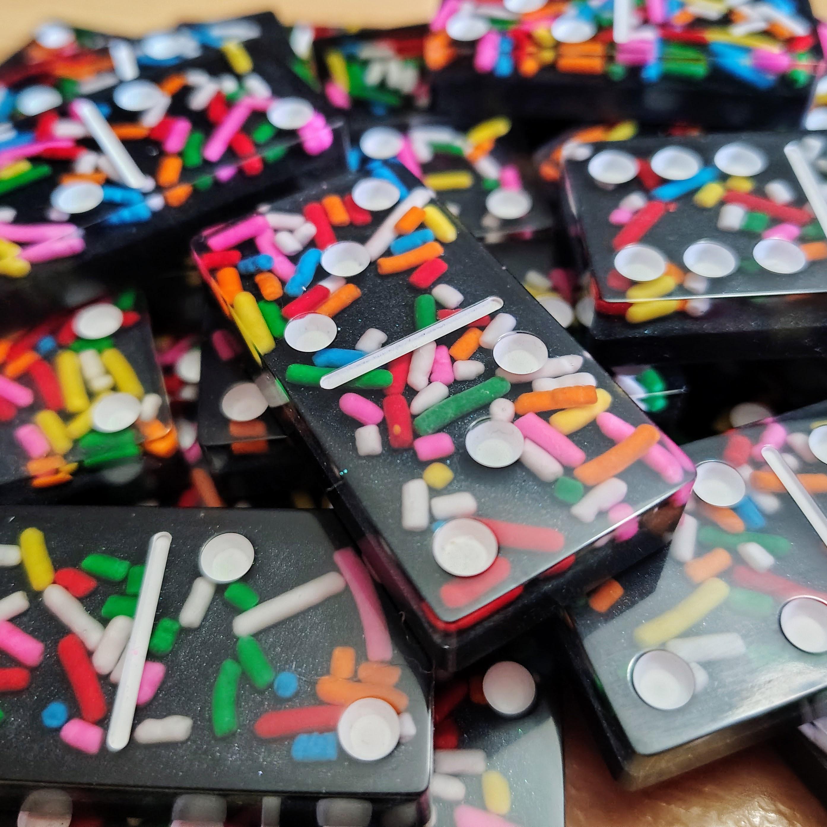 Sprinkle Resin Dominoes – Handmade Double-Six Set - Thumbnail 6