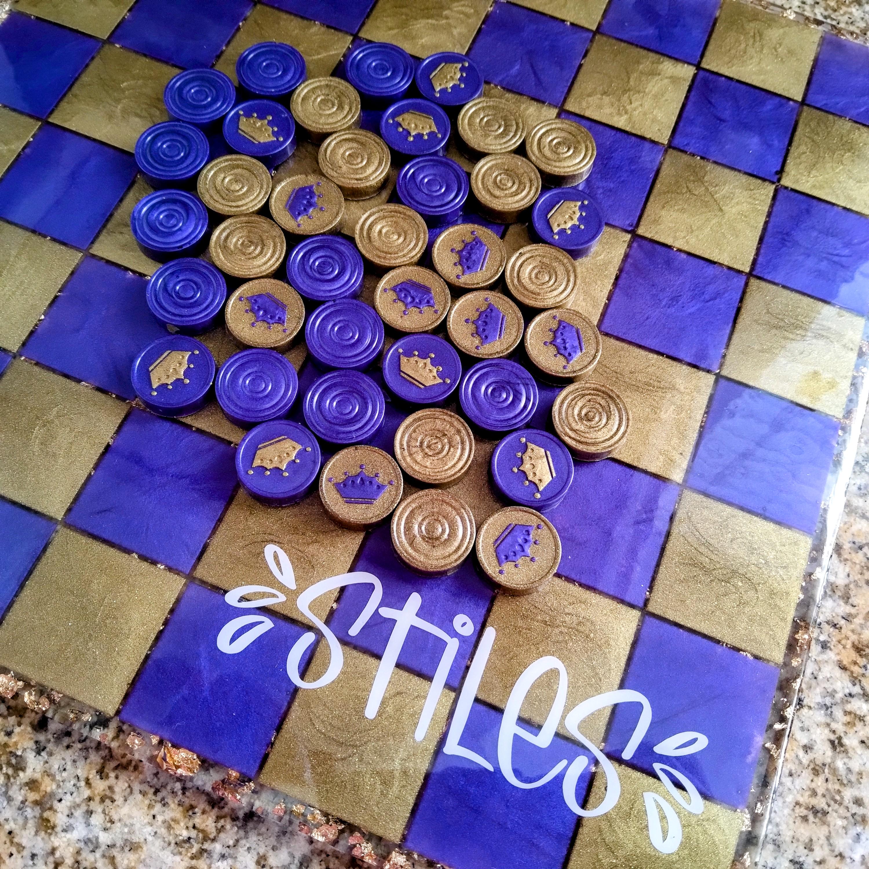 Personalized Resin Checkers Set – Handmade Custom Names or Logos - Thumbnail 4