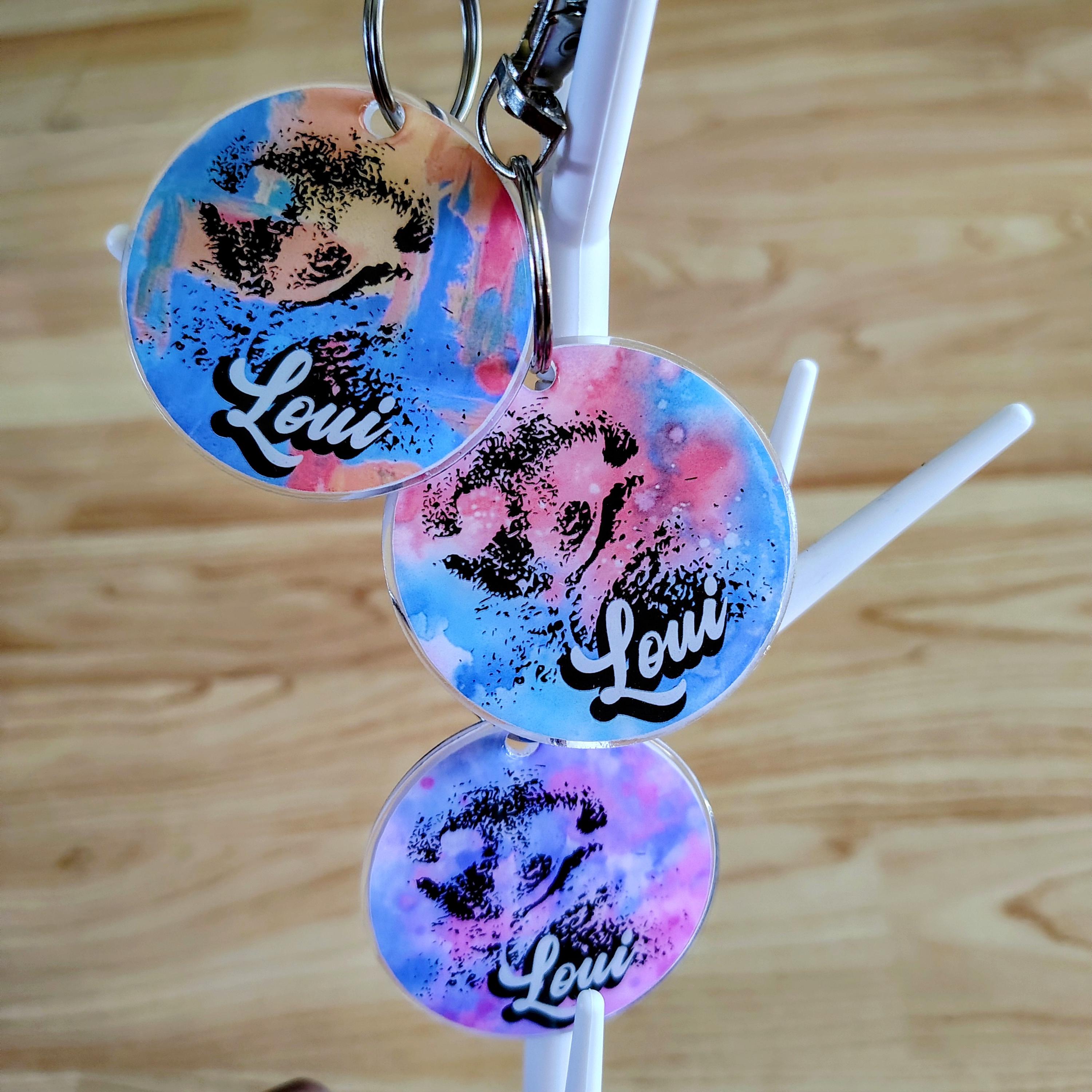 Custom Resin Pet Memorial Keychain – Personalized Photo & Paw Print - Thumbnail 3
