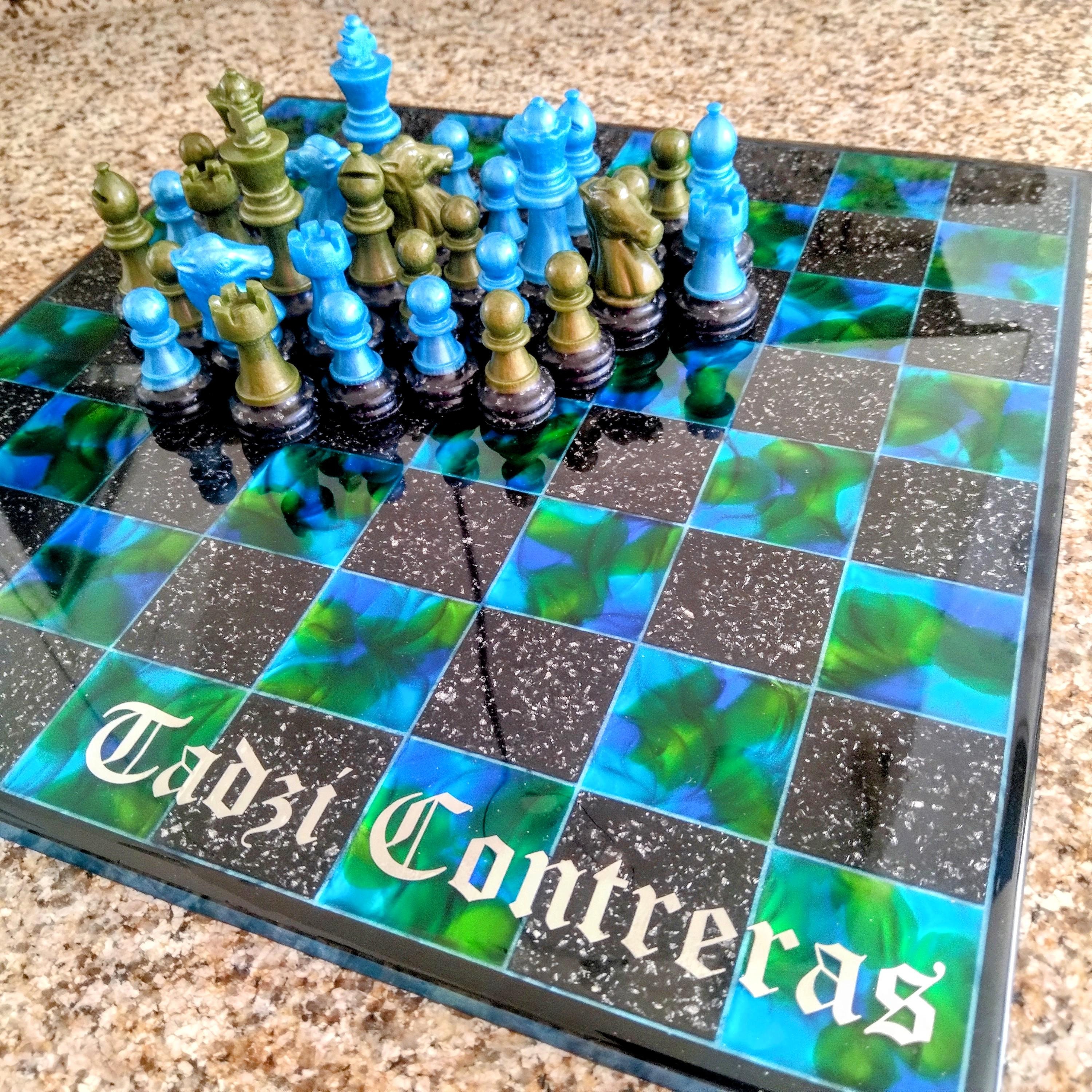 Personalized Resin Chess Set – Handmade with Custom Names or Logos - Thumbnail 2