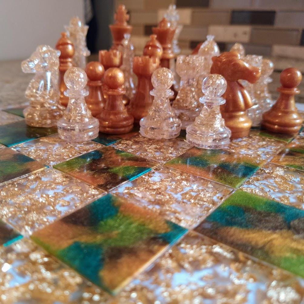 Custom Resin Chess Set – Handmade Personalized Game - Thumbnail 4