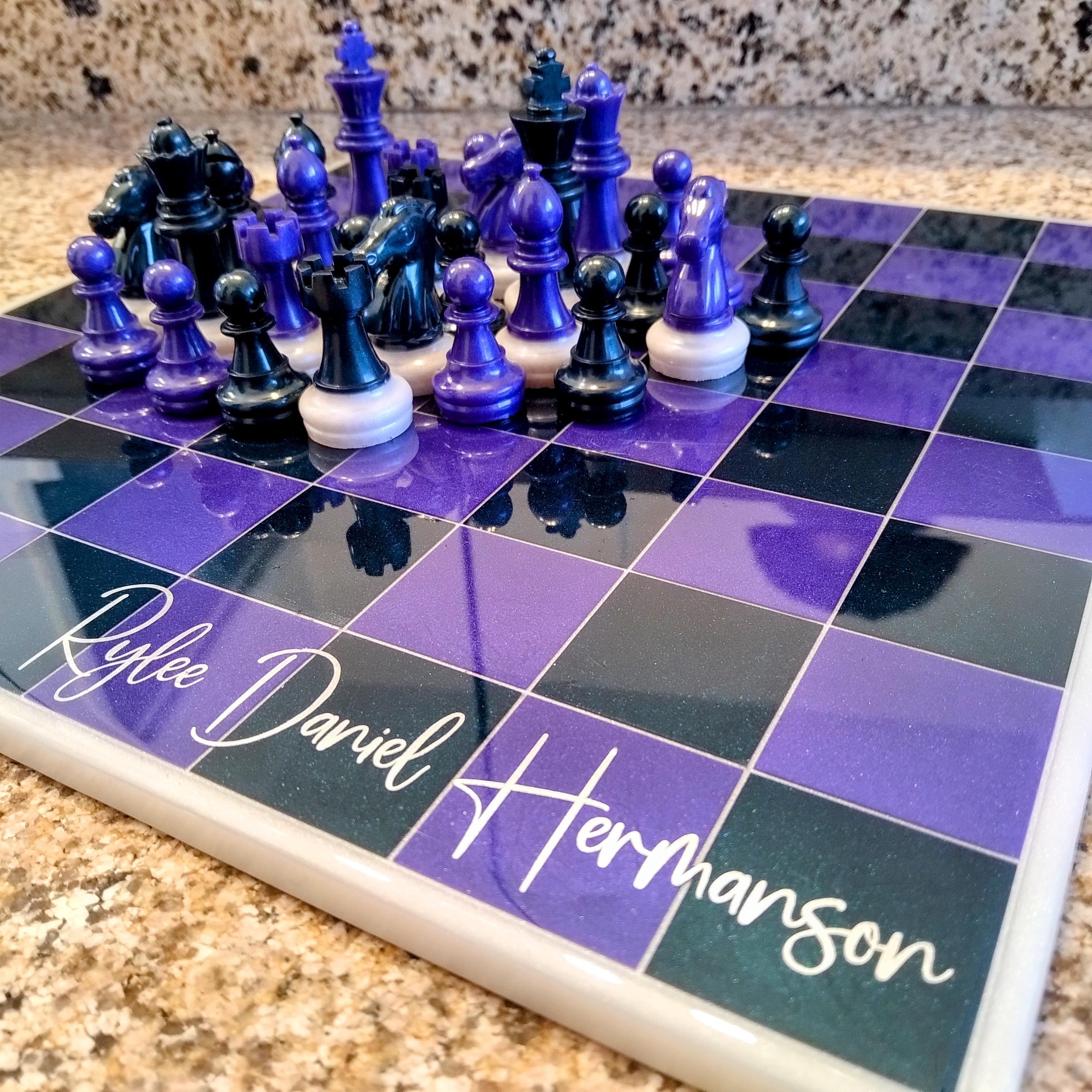 Personalized Resin Chess Set – Handmade with Custom Names or Logos - Thumbnail 7