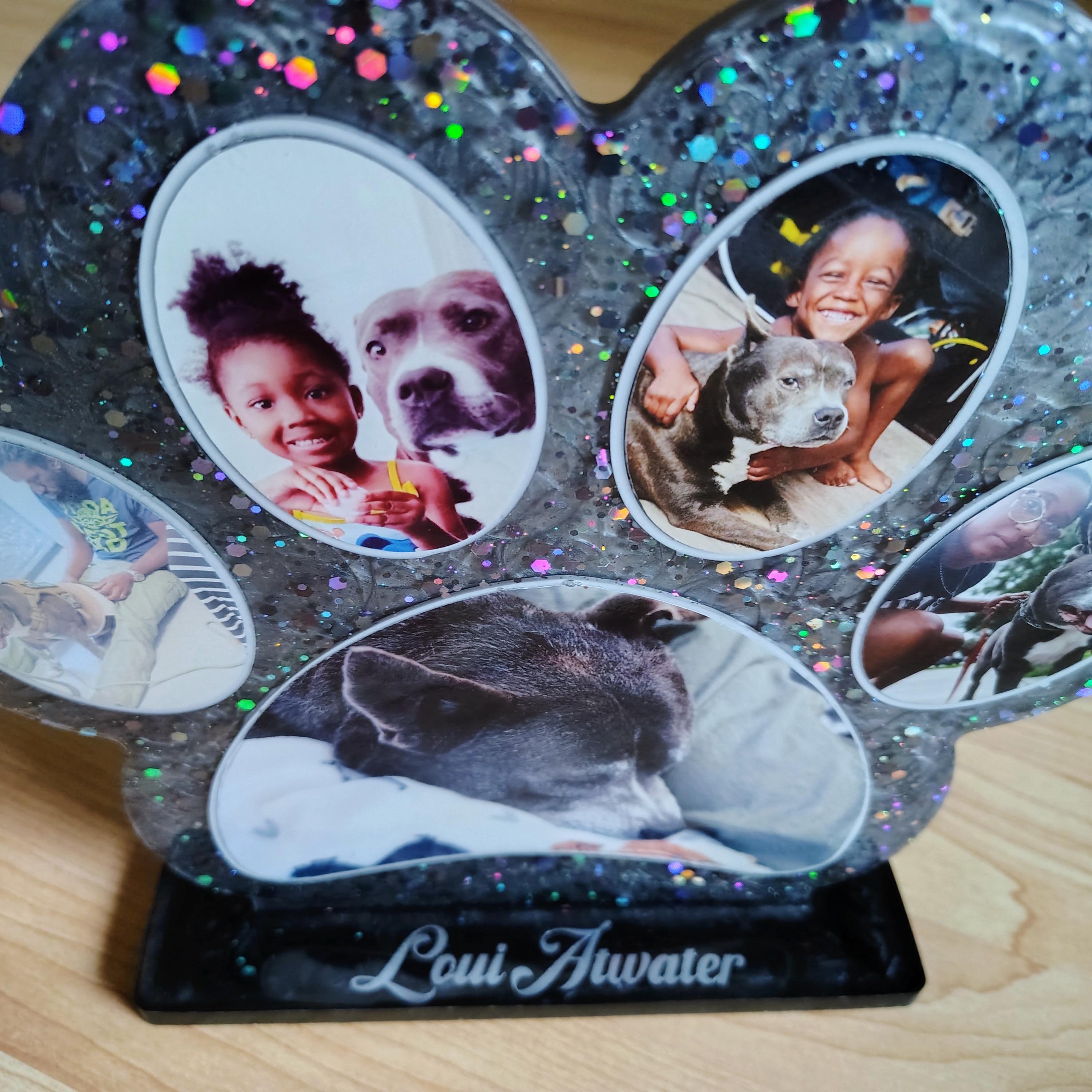 Custom Resin Paw Print Photo Frame – Personalized Pet Keepsake - Thumbnail 2