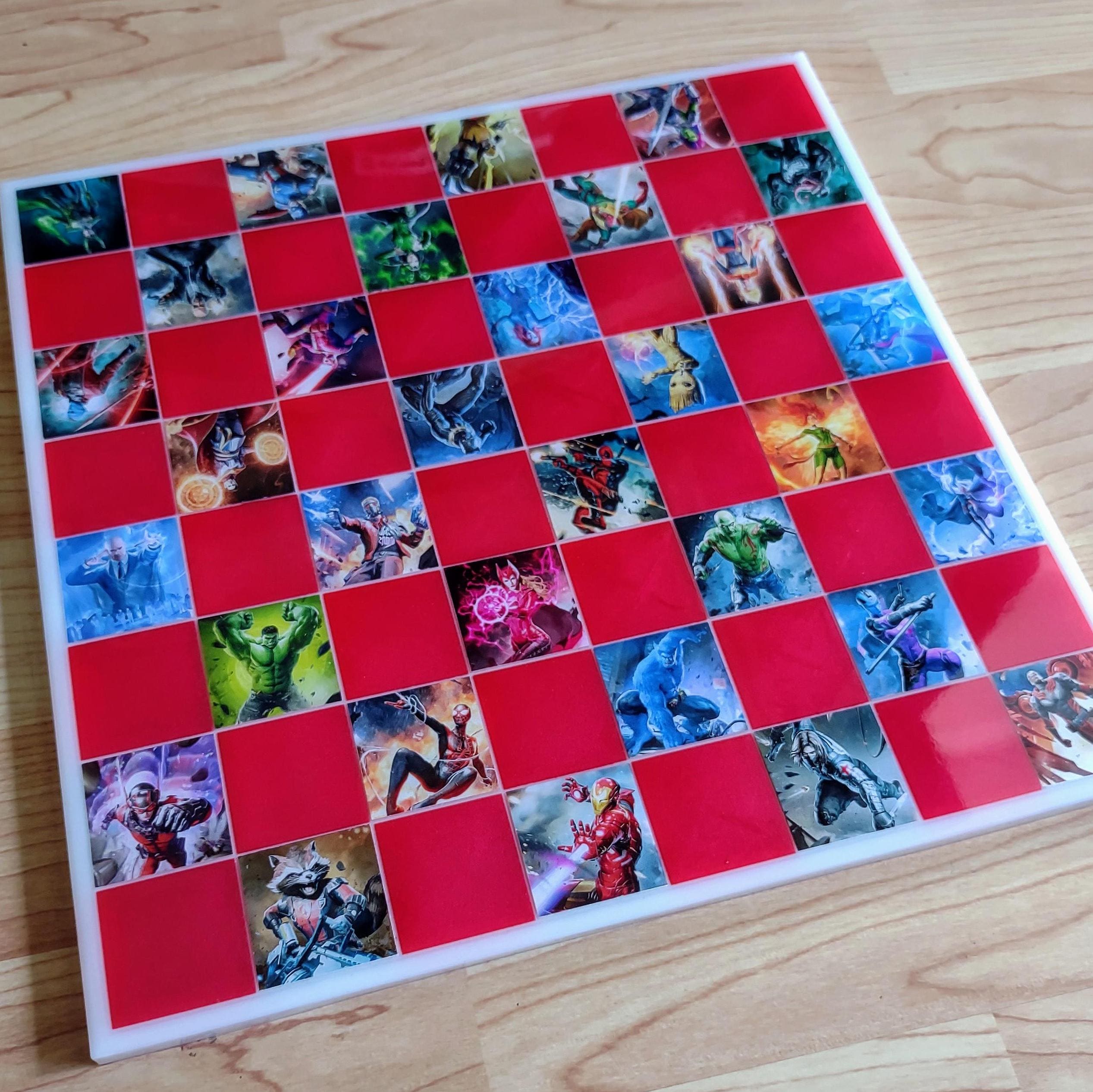 12-inch Custom Photo Chess/Checkers Resin Set | Personalized Game with Your Pictures | Handmade Gift for Families, Kids, or School Auctions