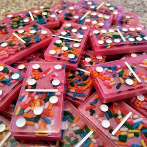 Custom Handmade Sprinkle Double-Six Dominoes | Unique Resin Game Set