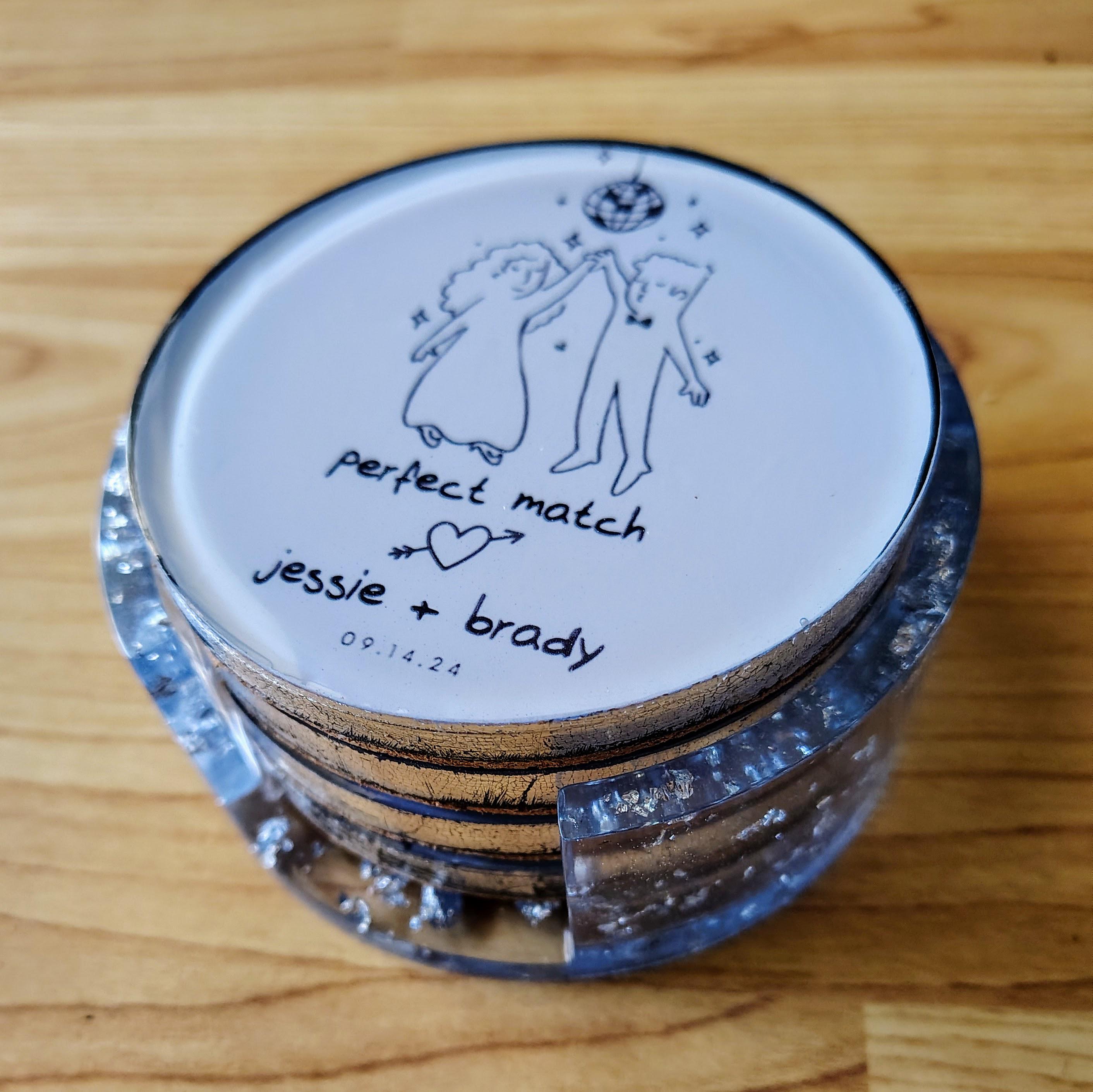 Custom Resin Wedding Photo Coasters – Personalized Set - Thumbnail 5