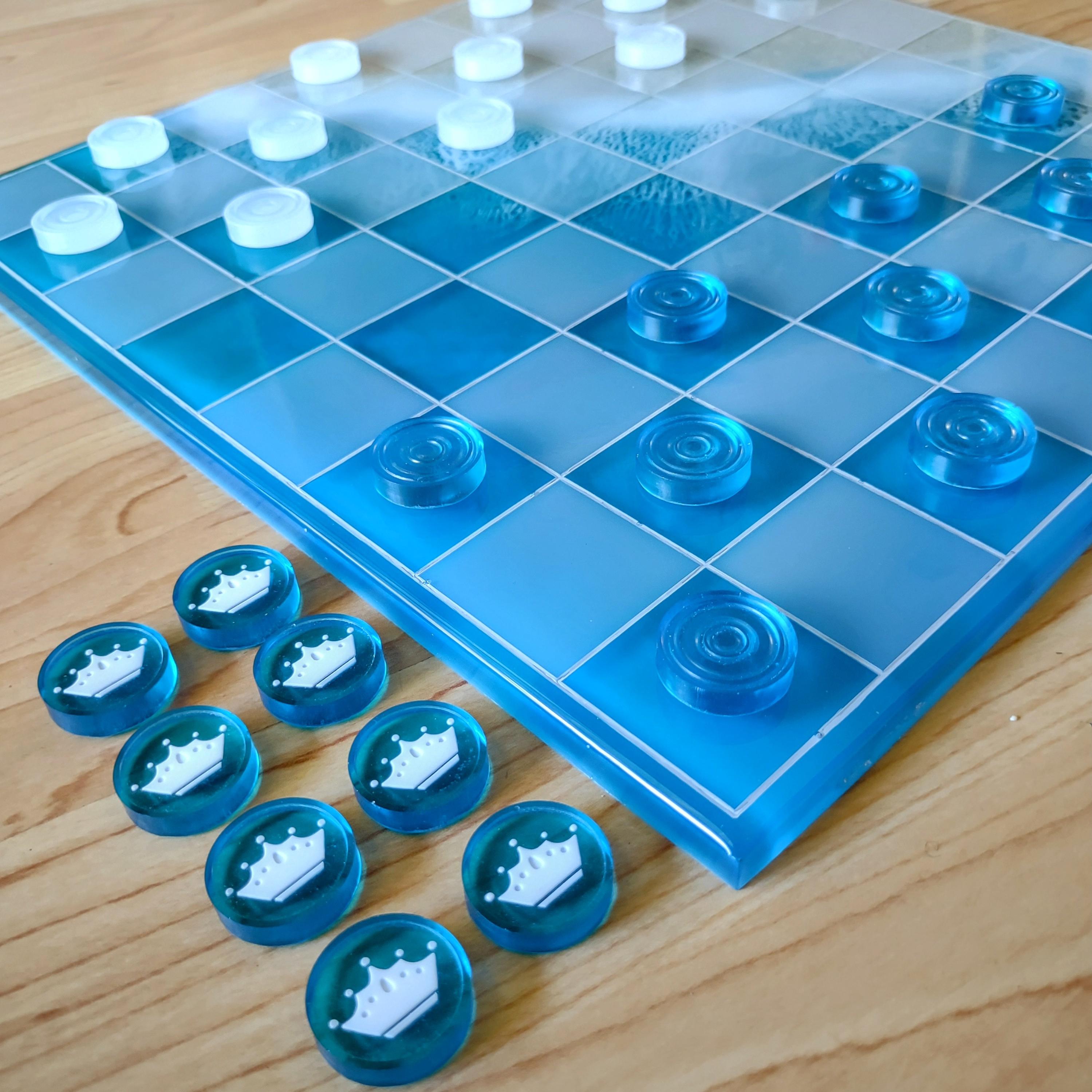 12-Inch Beach Resin Chess & Checkers Set – Handmade Ocean Board - Thumbnail 3
