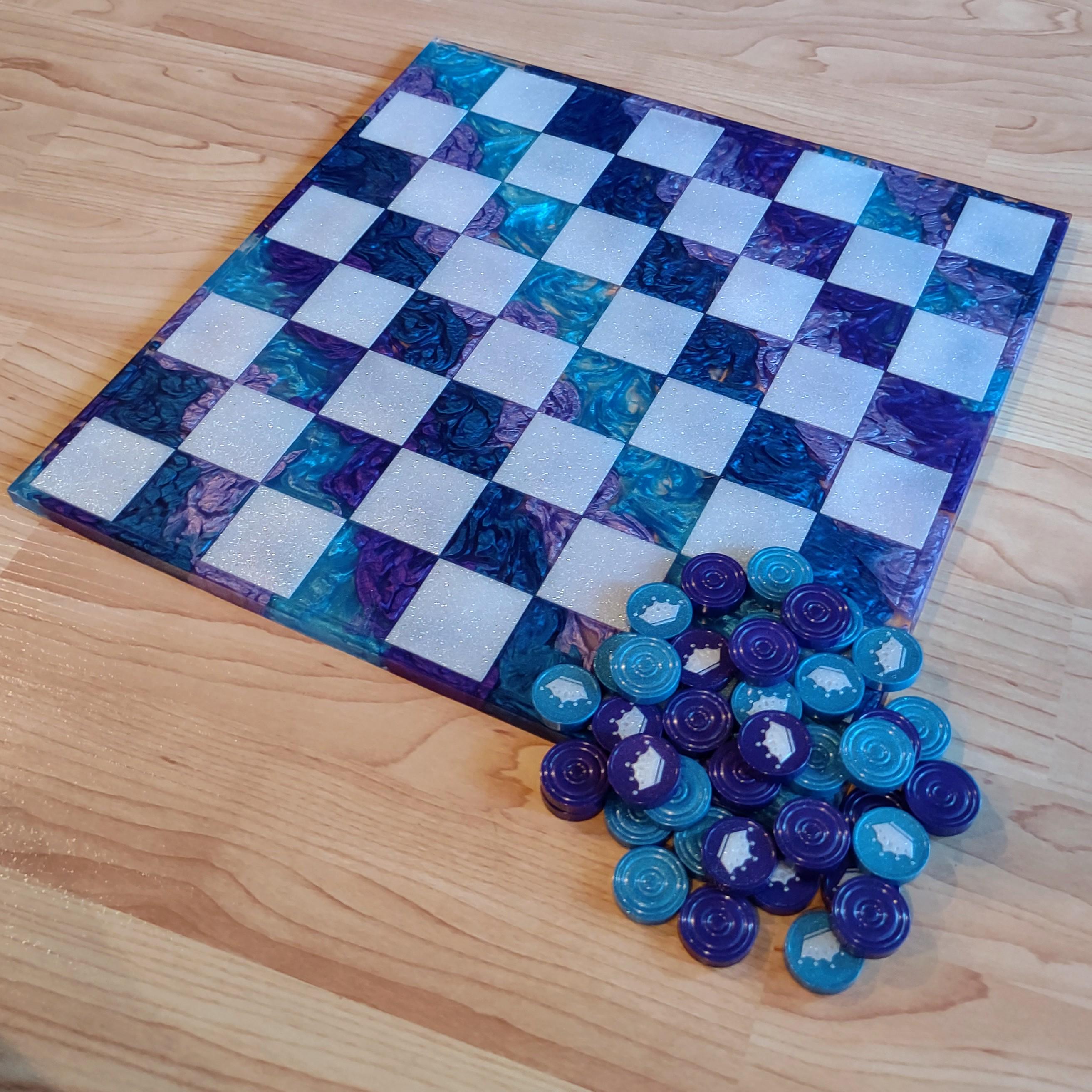 Custom Resin Checkers Set – Handmade Game for Kids & Adults - Thumbnail 5