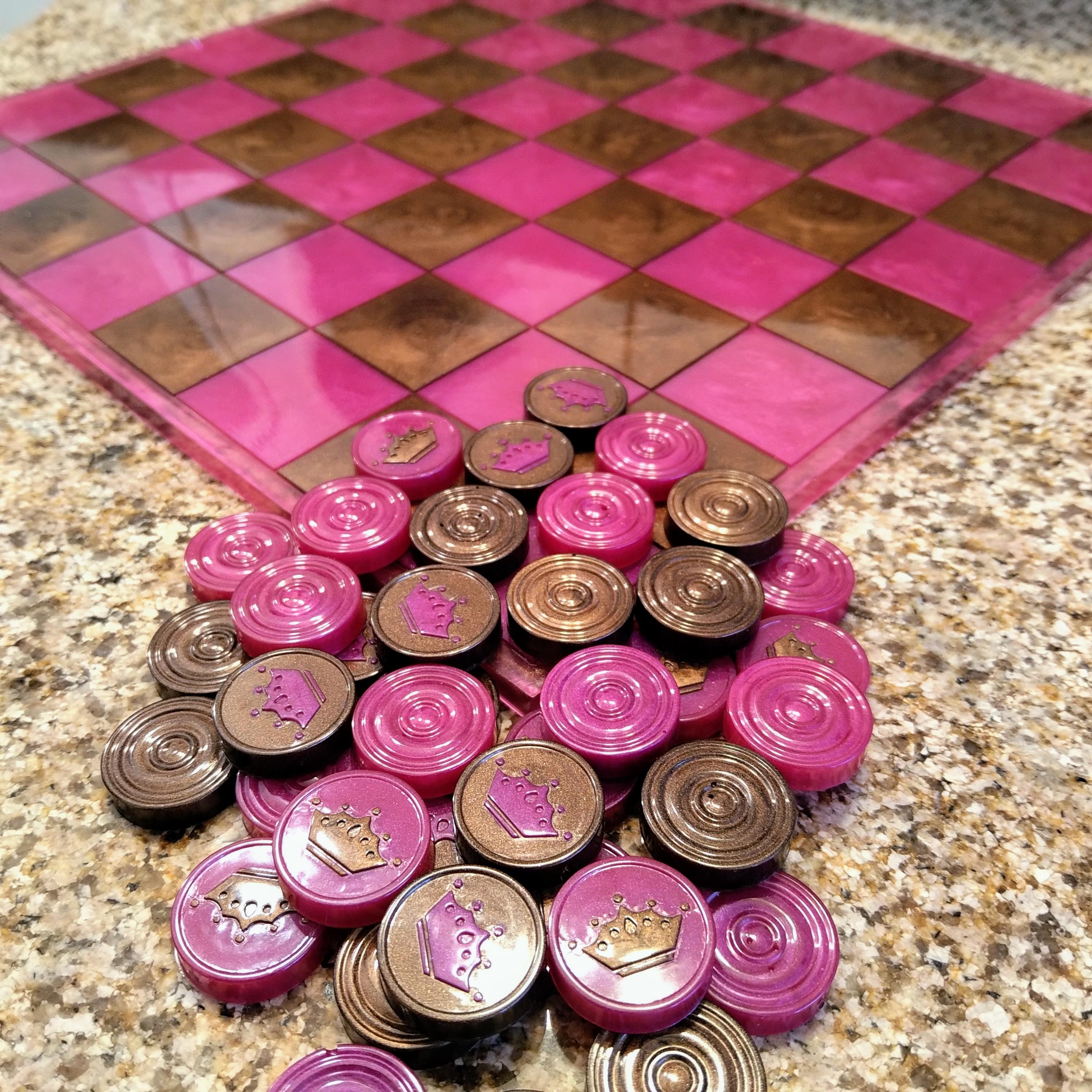 Custom Resin Checkers Set – Handmade Game for Kids & Adults - Thumbnail 6