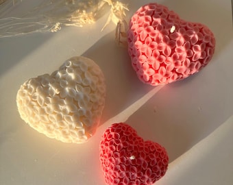 FLOWER HEART - Bougie décorative, bougie coeur, bougie fleur, décoration mariage, idée cadeau pour mariage, Saint Valentin et fête des mères