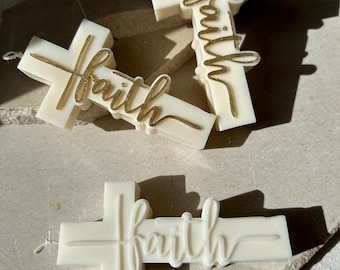 FOI - Bougie décorative, foi, croix, baptême