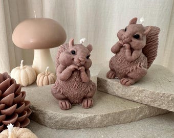 SQUIRREL Candle – Autumn Animal Candle, Handmade Autumn Decoration, Autumn Candles, Autumn Candle Gift Idea