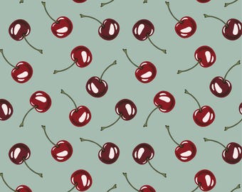 Cherry Seamless Pattern: Retro Summer Wallpaper, PNG Digital Paper for Scrapbooking