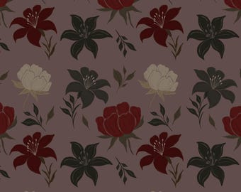Dark Floral Seamless Pattern, Gothic Botanical Digital Paper,  Instant Download, Fabric Design, Scrapbooking