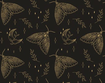 Dark Mystic Moth Seamless Pattern PNG | Tattoo Style Digital Paper | 300 DPI Instant Download
