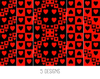 Seamless Hearts Pattern Digital File for DIY Scrapbooking, Instant Download