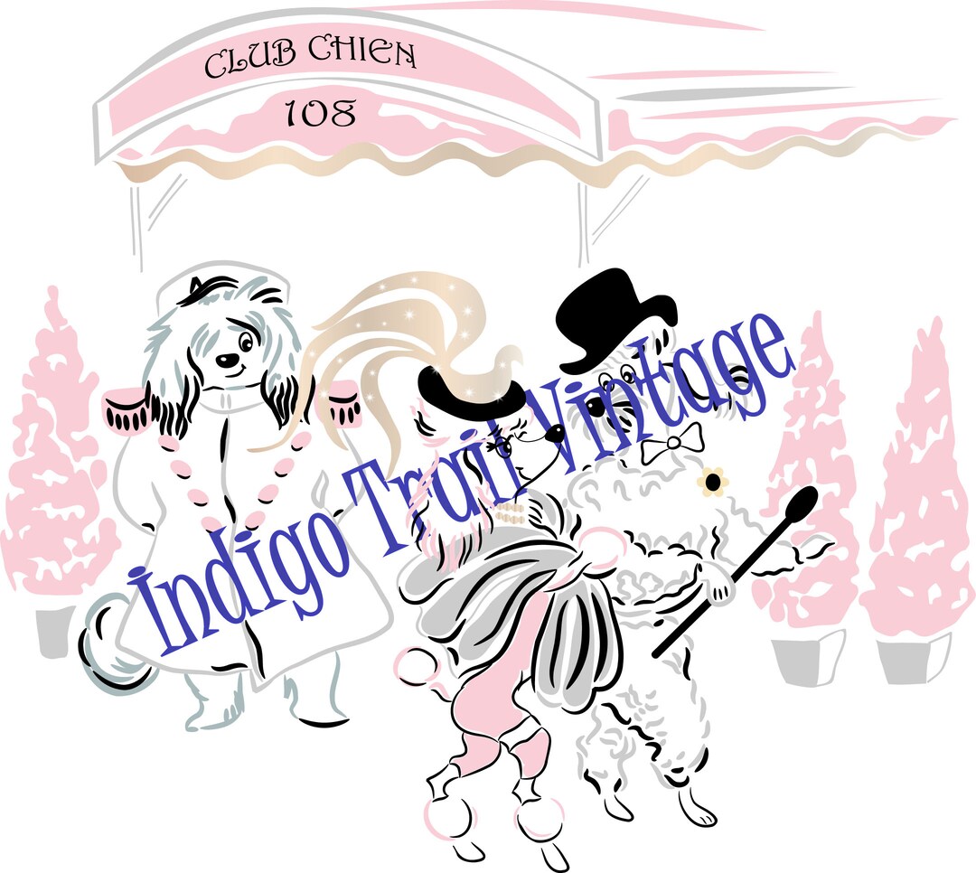 1950s Vintage Pink Poodle DIGITAL PRINT ~ Reproduction of 1950s ...