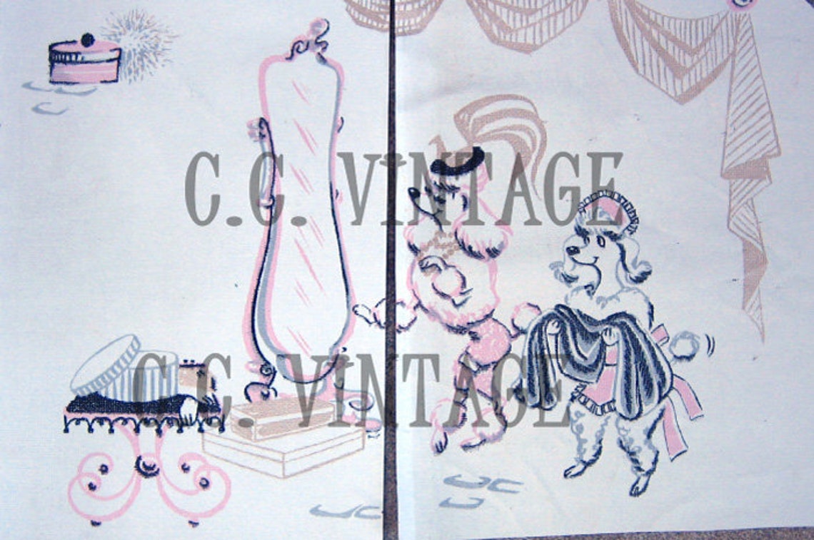 1950s Vintage Pink Poodle Digital Print Reproduction of | Etsy