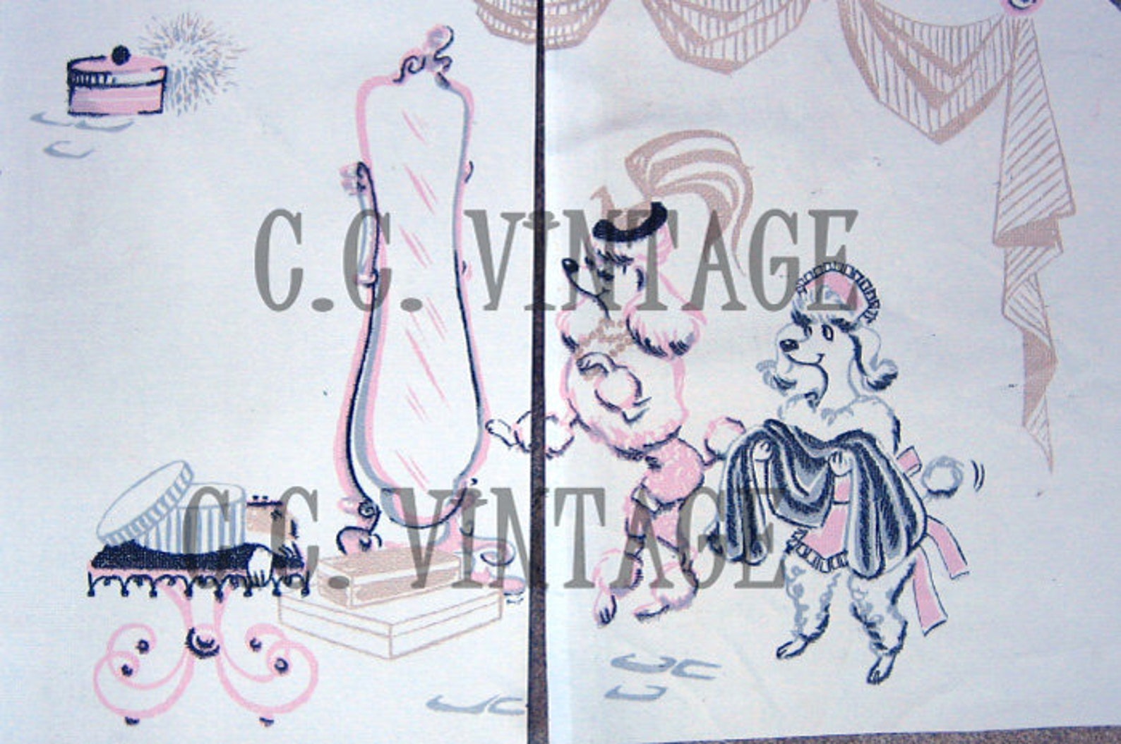 1950s Vintage Pink Poodle Digital Print Reproduction of | Etsy