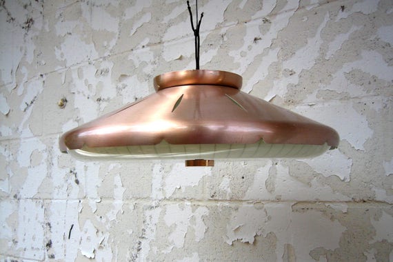 Mid Century Modern Round Ceiling Light Vintage Flying Saucer Space Age 1950s Atomic Gift For Them