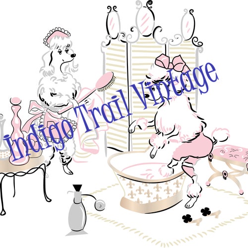 1950s Vintage Pink Poodle Digital Print Reproduction of - Etsy